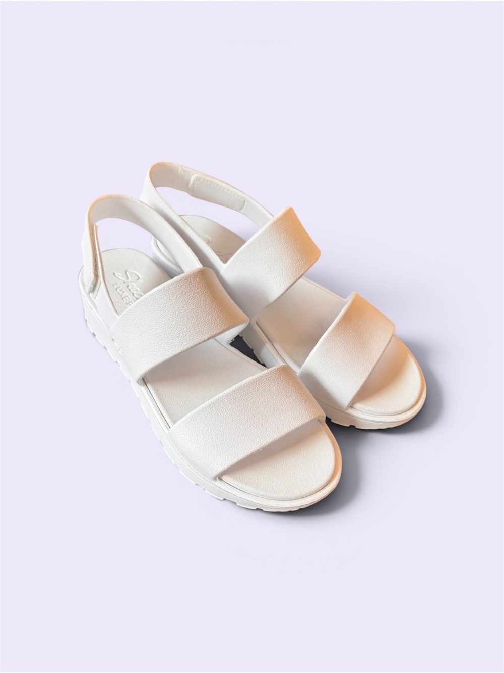 Skechers White Two-Strap Slingback Sandals